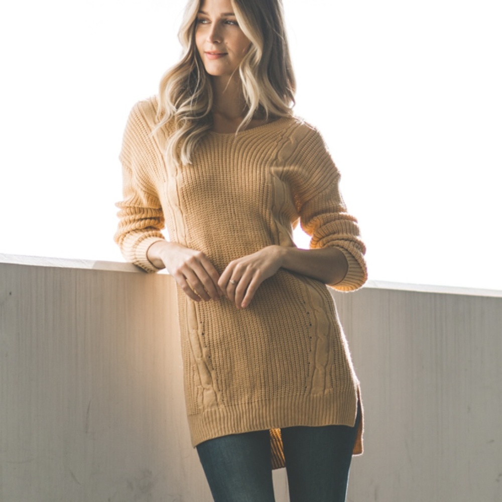 Criss-Cross Back Sweater Tunic w/ Side Slits